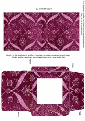 Cerise Entwined Glitter Floral Midi Card Envelope Sheet