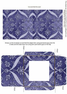 Blue Entwined Glitter Floral Midi Card Envelope Sheet
