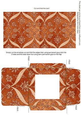 Burnt Orange Entwine Glitter Floral Midi Card Envelope Sheet