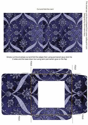 Dark Blue Entwine Glitter Floral Midi Card Envelope Sheet