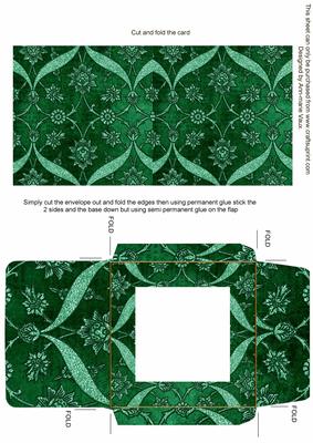 Dark Green Entwine Glitter Floral Midi Card Envelope Sheet