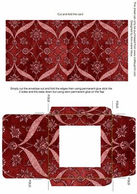 Dark Red Entwine Glitter Floral Midi Card Envelope Sheet