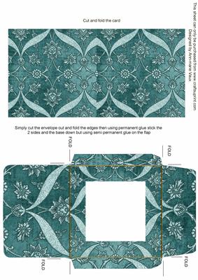 Dusky Teal Entwine Glitter Floral Midi Card Envelope Sheet