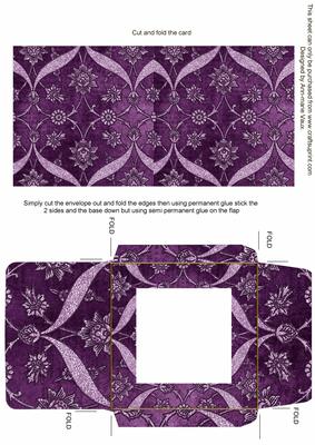 Purple Entwine Glitter Floral Midi Card Envelope Sheet
