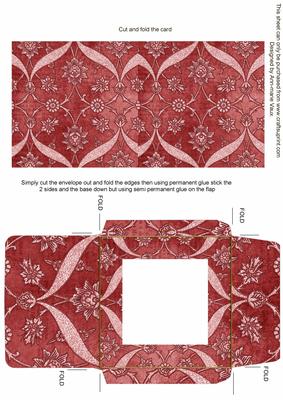 Red Entwine Glitter Floral Midi Card Envelope Sheet