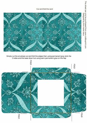 Teal Entwine Glitter Floral Midi Card Envelope Sheet