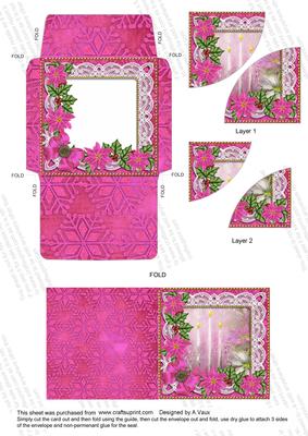 Pink Candle Poinsettia Mini Card Envelope Duo Stacker