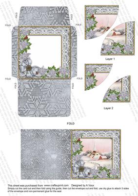 Pink Church Ice Poinsettia Mini Card Envelope Duo Stacker