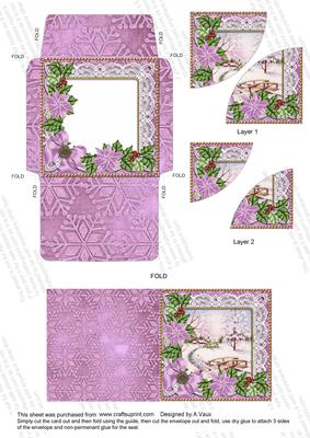 Pretty Snow Lilac Poinsettia Mini Card Envelope Duo Stacker