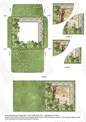 Winter Tale Green Poinsettia Mini Card Envelope Duo Stacker