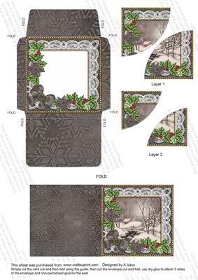 Winter Walk Black Poinsettia Mini Card Envelope Duo Stacker