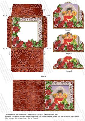 Carol Singers Poinsettia Mini Card Envelope Scallop Stacker