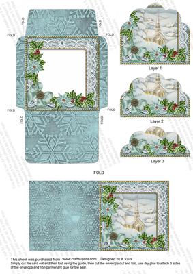 Church Teal Poinsettia Mini Card Envelope Scallop Stacker