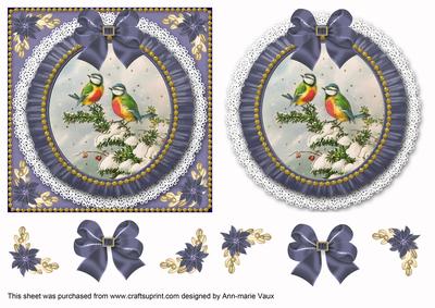 Christma S Blue Tits Blue Ruffle Decoupage Step by Step