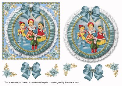 Blue Carol Singers Ruffle Decoupage Step by Step