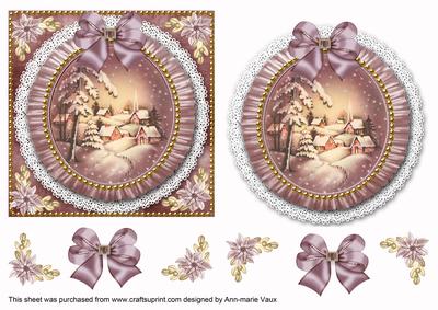 Snowy Village Ruffle Decoupage Step by Step