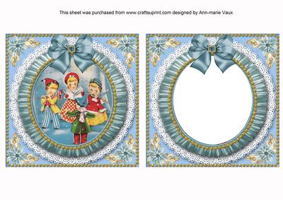 Blue Carol Singers Ruffle Shaker Frame with Base