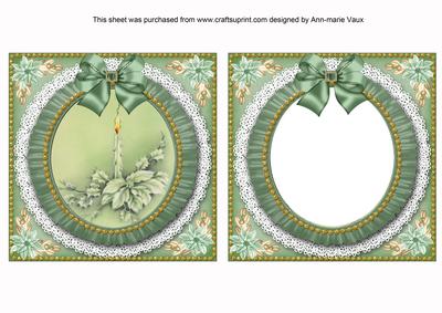 Single Green Candle Ruffle Shaker Frame with Base