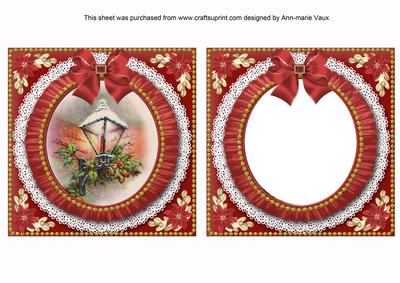 Christmas Lantern Red Ruffle Shaker Frame with Base