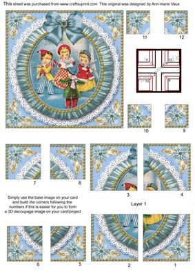 Blue Carol Singers Ruffle 5in Quad Corner Stacker