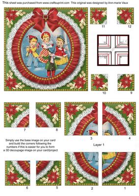 Carol Singers Red Ruffle 5in Quad Corner Stacker