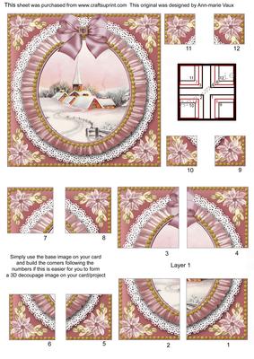Pink Church Ruffle 5in Quad Corner Stacker