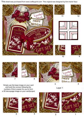 Plum Blossom 18th Birthday Gift Set 6in Duo Corner Stacker