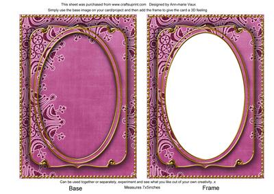 Cerise Snowflake Glitter 7x5in Shaker Base and Frame