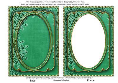 Dark Green Snowflake Glitter 7x5in Shaker Base and Frame