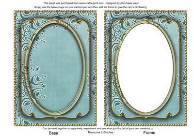 Dusky Teal Snowflake Glitter 7x5in Shaker Base and Frame
