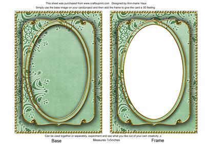 Mid Green Snowflake Glitter 7x5in Shaker Base and Frame