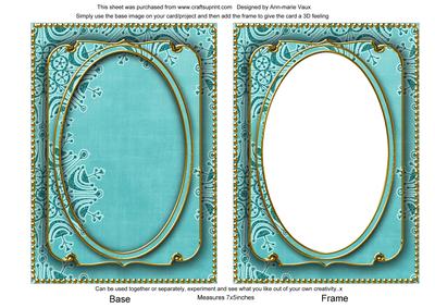 Teal Snowflake Glitter 7x5in Shaker Base and Frame