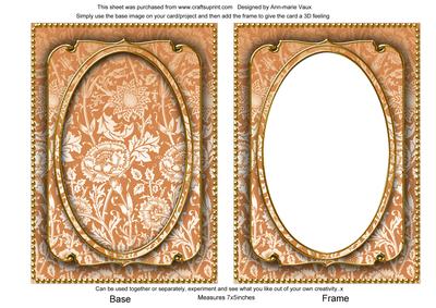 Burnt Orange Multi Floral 7x5in Shaker Base and Frame