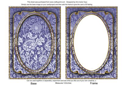 Dark Blue Multi Floral 7x5in Shaker Base and Frame