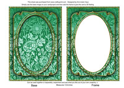 Dark Green Multi Floral 7x5in Shaker Base and Frame