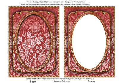 Dark Red Multi Floral 7x5in Shaker Base and Frame
