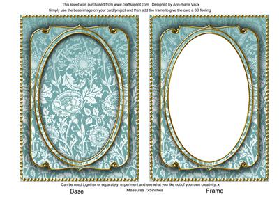 Dusky Teal Multi Floral 7x5in Shaker Base and Frame