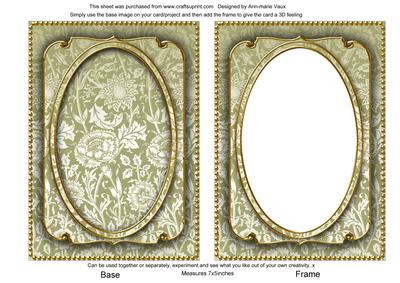 Olive Multi Floral 7x5in Shaker Base and Frame