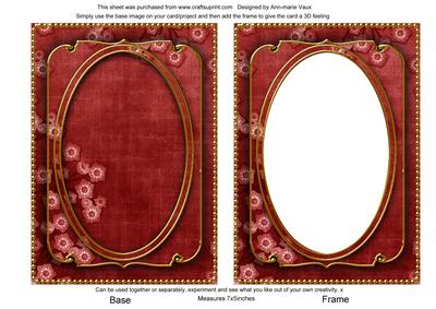 Dark Red Blossom Edge 7x5in Shaker Base and Frame