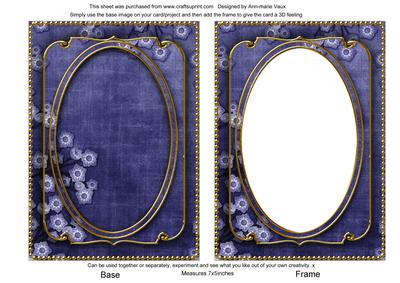 Dark Blue Blossom Edge 7x5in Shaker Base and Frame