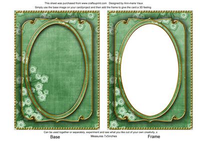 Mid Green Blossom Edge 7x5in Shaker Base and Frame