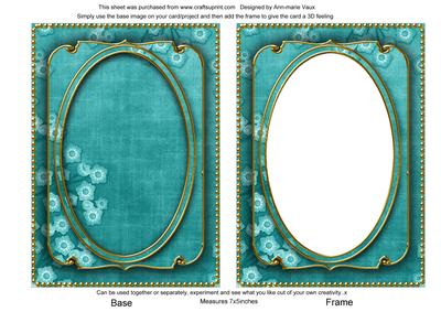 Teal Blossom Edge 7x5in Shaker Base and Frame