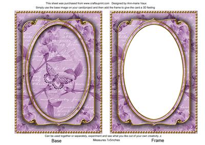 Butterfly Sweet Pea Lilac 7x5in Shaker Base and Frame