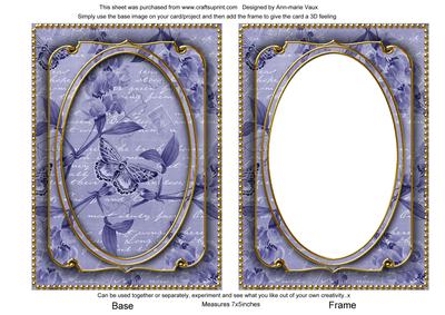Blue Butterfly Sweet Peas 7x5in Shaker Base and Frame