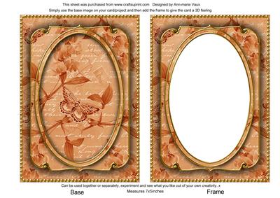Burnt Orange Butterfly Sweet Pea 7x5in Shaker Base and Frame