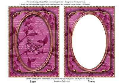 Cerise Butterfly Sweet Peas 7x5in Shaker Base and Frame