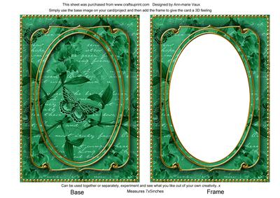 Dark Green Butterfly Sweet Peas 7x5in Shaker Base and Frame