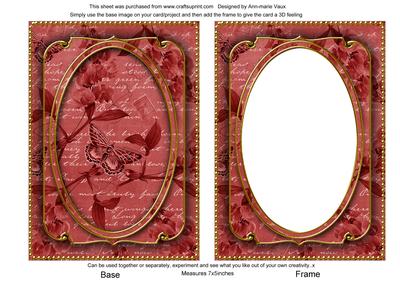 Dark Red Butterfly Sweet Peas 7x5in Shaker Base and Frame