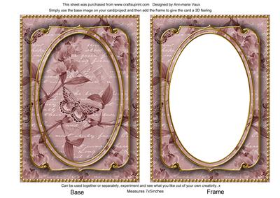 Dark Pink Butterfly Sweet Peas 7x5in Shaker Base and Frame