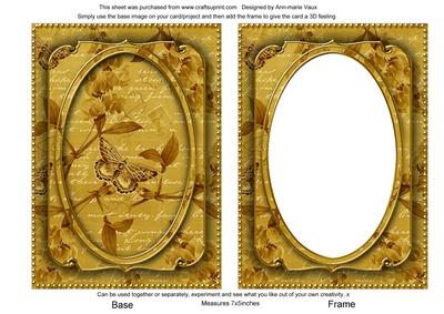 Gold Butterfly Sweet Peas 7x5in Shaker Base and Frame